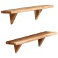 Mensole 2 pz 60x20x16 cm in Legno Massello di Acacia Mensole 2 pz 60x20x16 cm in Legno Massello di Acacia