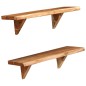 Mensole 2 pz 60x20x16 cm in Legno Massello di Acacia Mensole 2 pz 60x20x16 cm in Legno Massello di Acacia