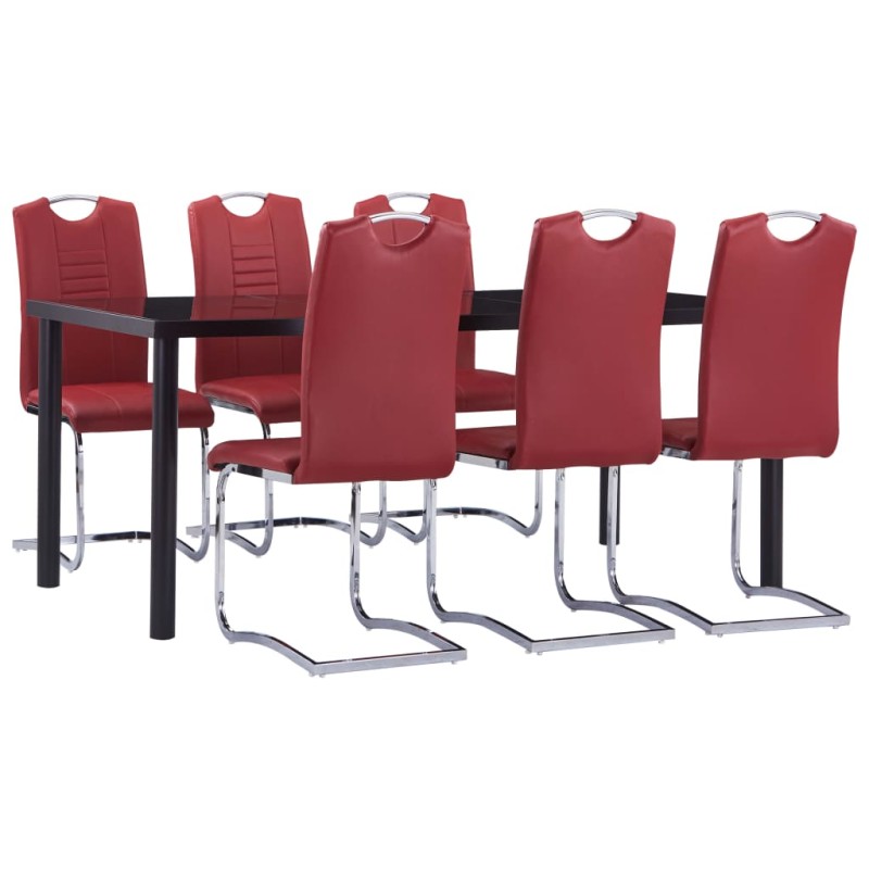 Set Sala da Pranzo 7 pz in Similpelle Rosso Set Sala da Pranzo 7 pz in Similpelle Rosso