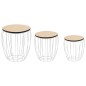 Set Tavolini da Caffè 3 pz in Multistrato di Pioppo e Acciaio Set Tavolini da Caffè 3 pz in Multistrato di Pioppo e Acciaio