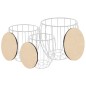 Set Tavolini da Caffè 3 pz in Multistrato di Pioppo e Acciaio Set Tavolini da Caffè 3 pz in Multistrato di Pioppo e Acciaio