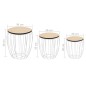 Set Tavolini da Caffè 3 pz in Multistrato di Pioppo e Acciaio Set Tavolini da Caffè 3 pz in Multistrato di Pioppo e Acciaio