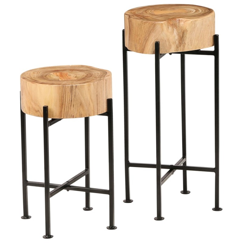 Set Tavolini da Salotto 2 pz in Legno Massello di Acacia Set Tavolini da Salotto 2 pz in Legno Massello di Acacia