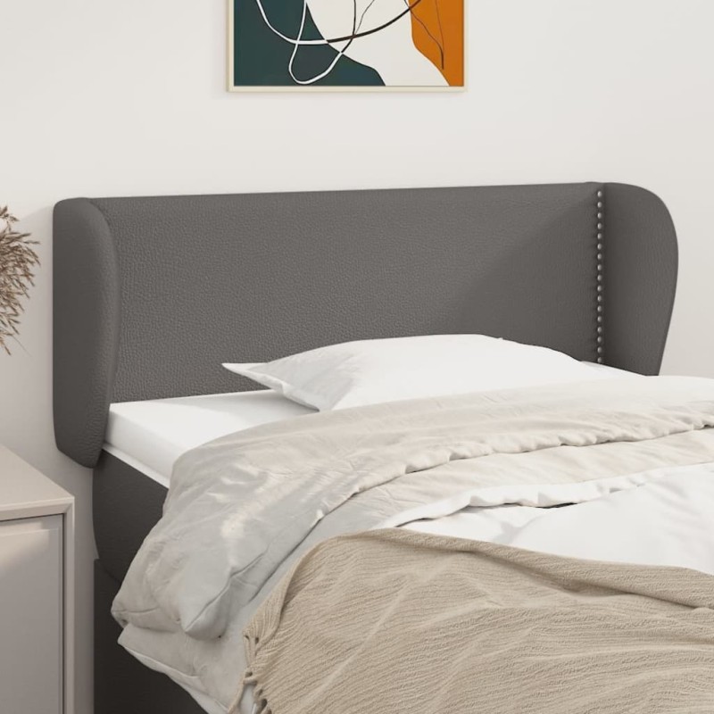 Testiera ad Orecchio Grigia 83x23x78/88 cm in Similpelle