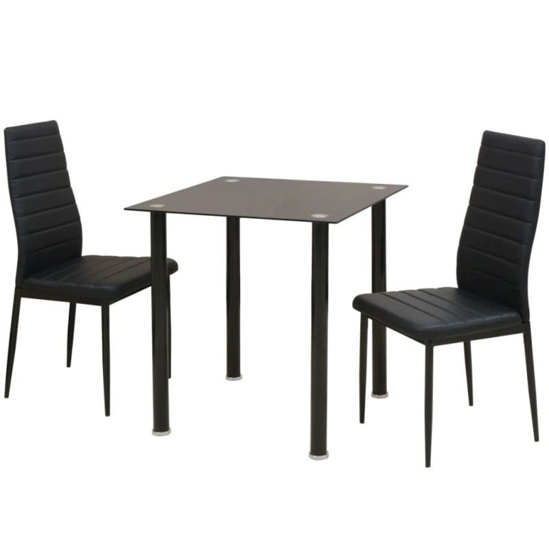 Set 3 pz Tavolo e Sedie da Pranzo Nero Set 3 pz Tavolo e Sedie da Pranzo Nero