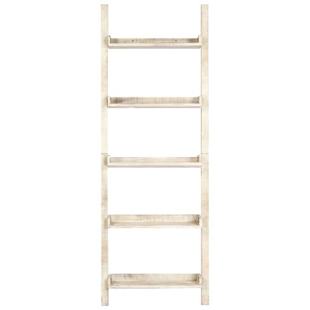 Scaffale a Scala Bianco 75x37x205 cm Legno Massello di Mango