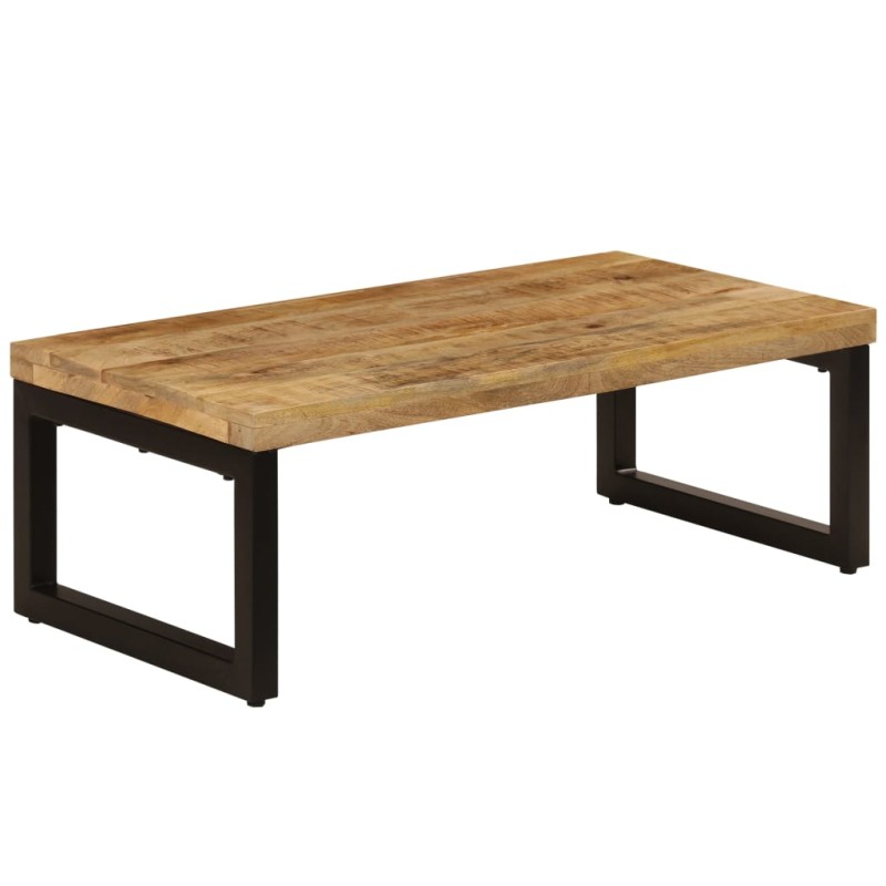 Tavolino da Caffè 100x50x35cm Legno Massello di Mango e Acciaio Tavolino da Caffè 100x50x35cm Legno Massello di Mango e Acciaio