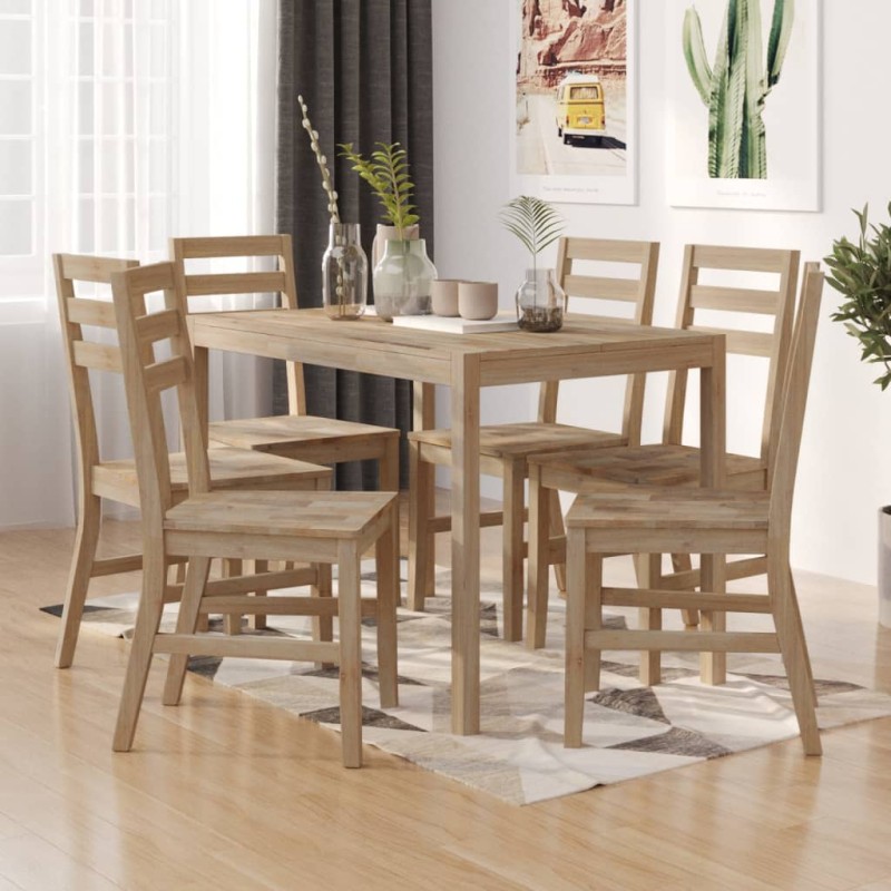 vidaXL Set da Pranzo 7 pz in Legno Massello di Acacia vidaXL Set da Pranzo 7 pz in Legno Massello di Acacia