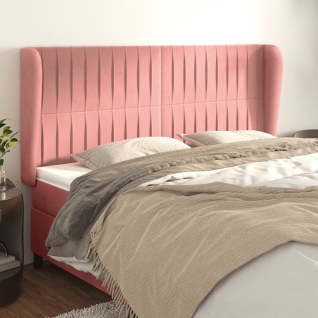 vidaXL Testiera ad Orecchio Rosa 203x23x118/128 cm in Velluto