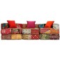 Pouf Modulare a 3 Posti in Tessuto Patchwork Pouf Modulare a 3 Posti in Tessuto Patchwork