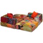 Pouf Modulare a 3 Posti in Tessuto Patchwork Pouf Modulare a 3 Posti in Tessuto Patchwork