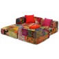 Pouf Modulare a 3 Posti in Tessuto Patchwork Pouf Modulare a 3 Posti in Tessuto Patchwork