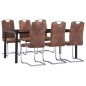 Set Sala da Pranzo 7 pz in Similpelle Scamosciata Marrone Set Sala da Pranzo 7 pz in Similpelle Scamosciata Marrone