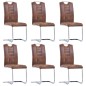 Set Sala da Pranzo 7 pz in Similpelle Scamosciata Marrone Set Sala da Pranzo 7 pz in Similpelle Scamosciata Marrone