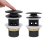 Scarico a Pressione con Funzione Troppopieno Nero 6,4x6,4x9,1cm Scarico a Pressione con Funzione Troppopieno Nero 6,4x6,4x9,1cm
