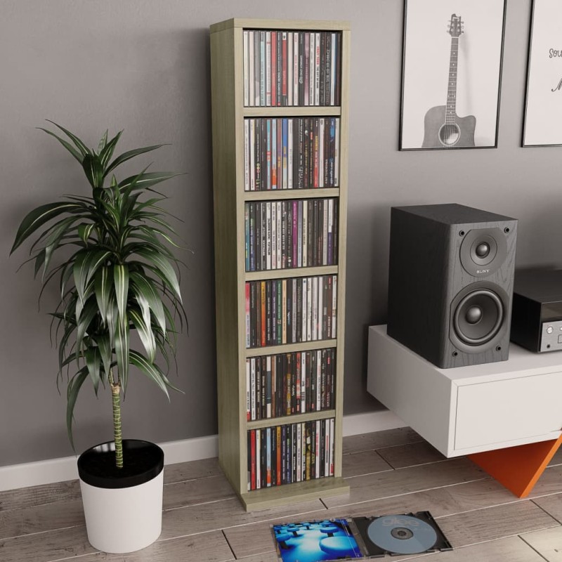 vidaXL Mobile Porta CD Rovere Sonoma 21x20x88 cm in Legno Multistrato vidaXL Mobile Porta CD Rovere Sonoma 21x20x88 cm in Legno Multistrato