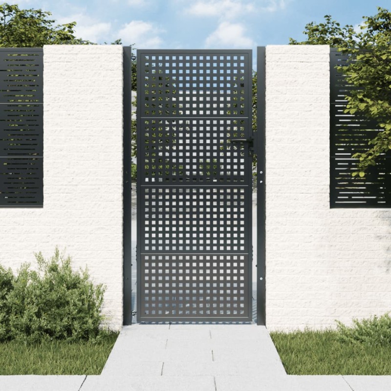 Cancello Giardino Antracite 105x225 cm in Acciaio Cancello Giardino Antracite 105x225 cm in Acciaio