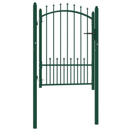 Cancello per Recinzione con Punte in Acciaio 100x125 cm Verde