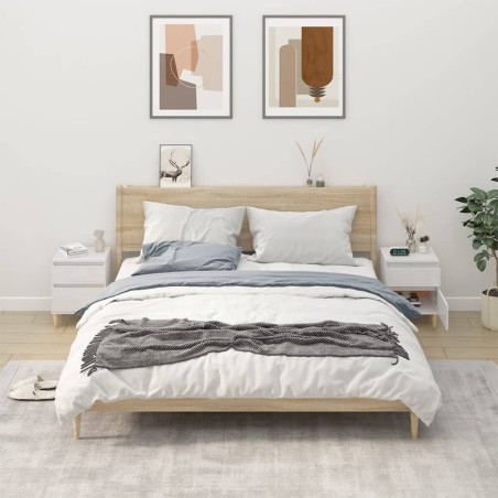 Comodini 2 pz in Bianco Lucido 40x35x50 cm