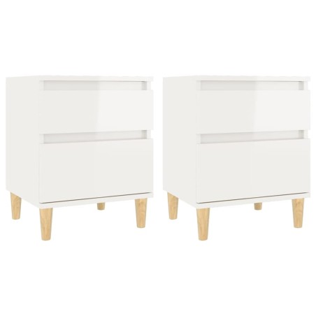 Comodini 2 pz in Bianco Lucido 40x35x50 cm