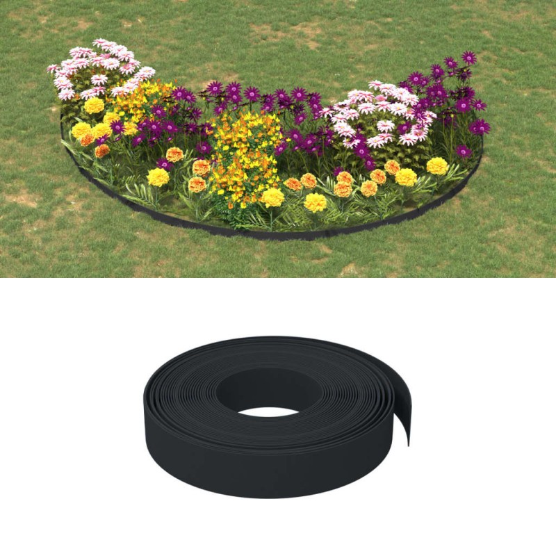 Bordature da Giardino 5 pz Nere 10 m 10 cm in Polietilene Bordature da Giardino 5 pz Nere 10 m 10 cm in Polietilene