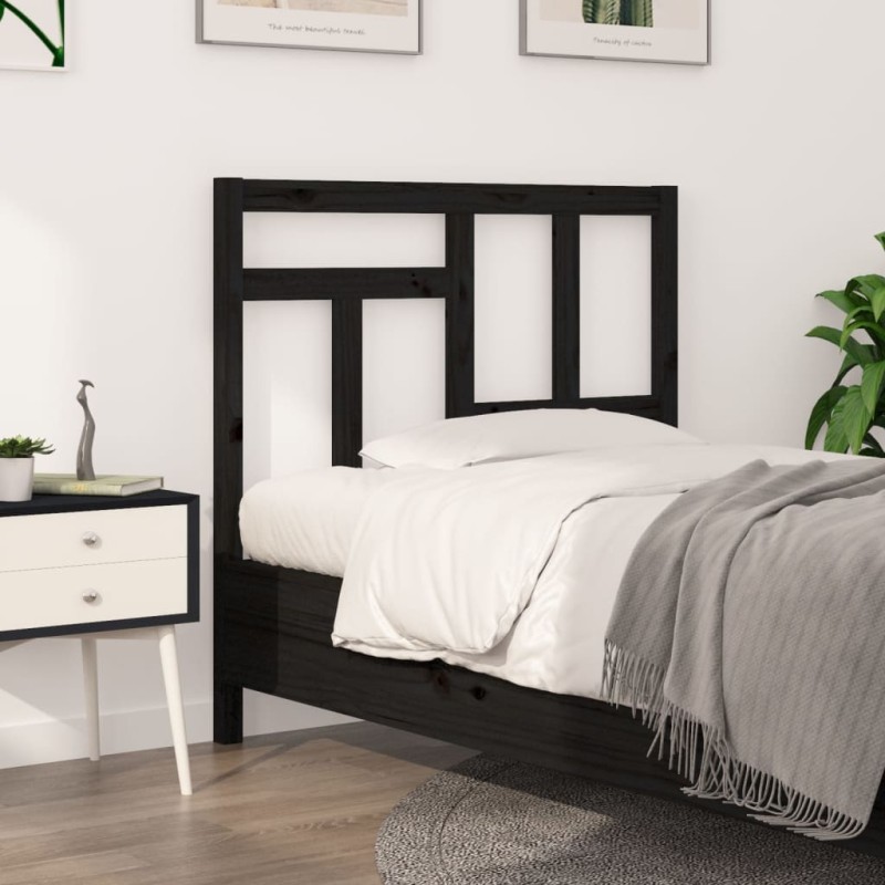 Testiera per Letto Nera 105,5x4x100cm in Legno Massello di Pino Testiera per Letto Nera 105,5x4x100cm in Legno Massello di Pino
