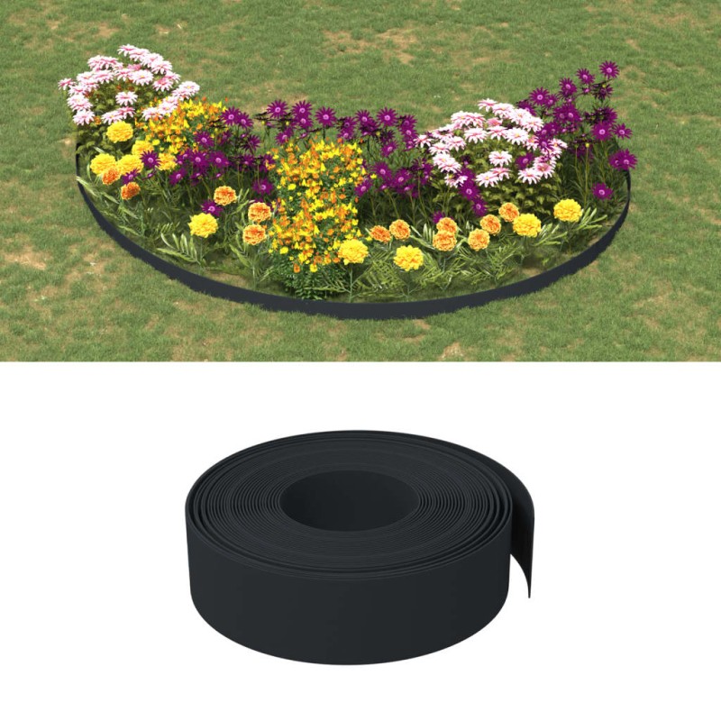 Bordature da Giardino 5 pz Nere 10 m 15 cm in Polietilene Bordature da Giardino 5 pz Nere 10 m 15 cm in Polietilene