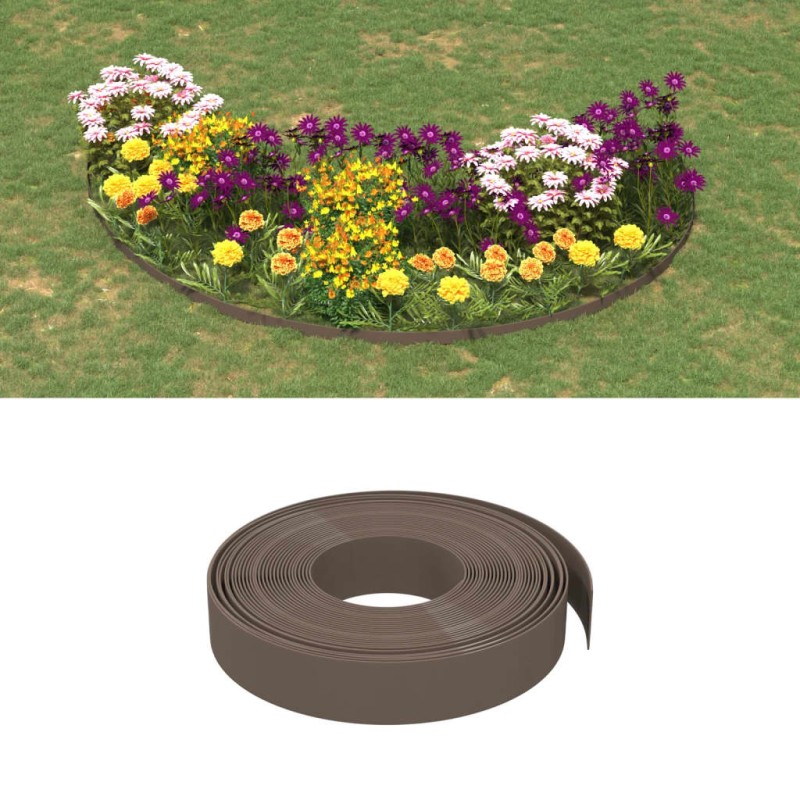 Bordature da Giardino 3 pz Marroni 10 m 10 cm in Polietilene Bordature da Giardino 3 pz Marroni 10 m 10 cm in Polietilene