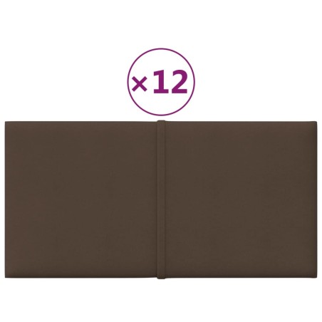 Pannelli Murali 12 pz Marrone 30x15 cm Tessuto 0,54 m²