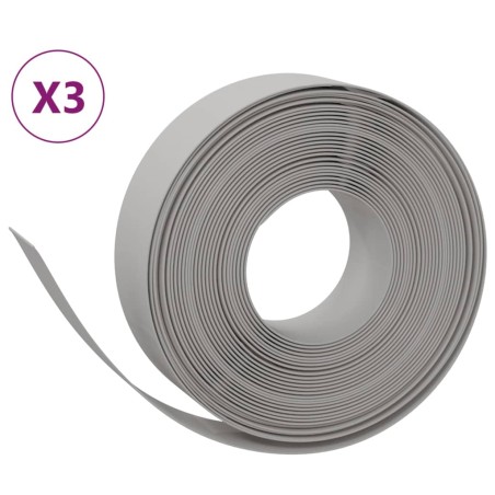 vidaXL Bordature da Giardino 3 pz Grigie 10 m 15 cm in Polietilene