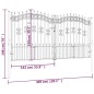 Recinzione Cancello con Punta a Lancia Nera 305x198cm Acciaio Recinzione Cancello con Punta a Lancia Nera 305x198cm Acciaio