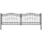 Recinzione Cancello con Punta a Lancia Nera 406x173cm Acciaio Recinzione Cancello con Punta a Lancia Nera 406x173cm Acciaio