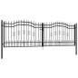 Recinzione Cancello con Punta a Lancia Nera 406x173cm Acciaio Recinzione Cancello con Punta a Lancia Nera 406x173cm Acciaio