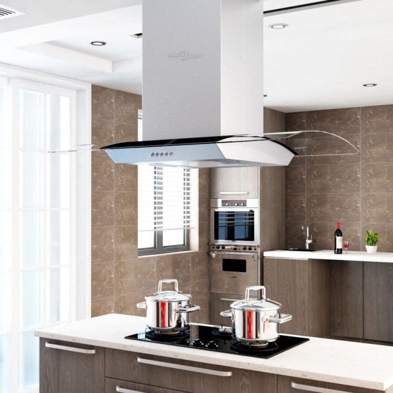 Cappa a Isola 90 cm Acciaio Inossidabile 756 m³/h LED Cappa a Isola 90 cm Acciaio Inossidabile 756 m³/h LED