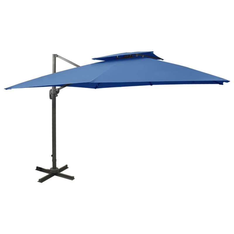Ombrellone a Sbalzo con Doppia Copertura 300x300 cm Azzurro Ombrellone a Sbalzo con Doppia Copertura 300x300 cm Azzurro