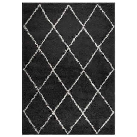Tappeto Shaggy a Pelo Alto Crema e Antracite 140x200 cm