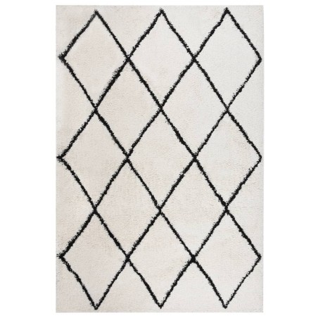 Tappeto Shaggy a Pelo Alto Nero e Crema 160x230 cm