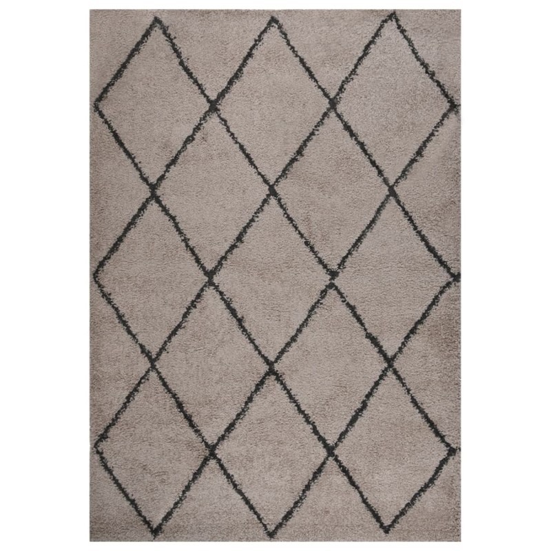 Tappeto Shaggy a Pelo Alto Beige e Antracite 140x200 cm Tappeto Shaggy a Pelo Alto Beige e Antracite 140x200 cm