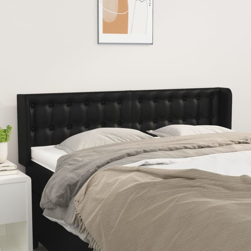 vidaXL Testiera ad Orecchio Nera 147x16x78/88 cm in Similpelle vidaXL Testiera ad Orecchio Nera 147x16x78/88 cm in Similpelle