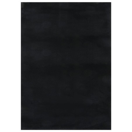 Tappeto Lavabile Soffice Pelo Corto 120x170 cm Antiscivolo Nero