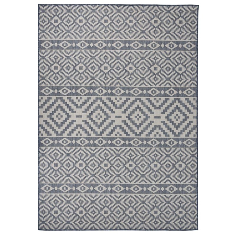 Tappeto da Esterni a Tessitura Piatta 140x200 cm Strisce Blu Tappeto da Esterni a Tessitura Piatta 140x200 cm Strisce Blu