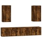 Set di Mobili Porta TV 4 pz Rovere Fumo in Legno Multistrato Set di Mobili Porta TV 4 pz Rovere Fumo in Legno Multistrato