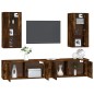 Set di Mobili Porta TV 4 pz Rovere Fumo in Legno Multistrato Set di Mobili Porta TV 4 pz Rovere Fumo in Legno Multistrato