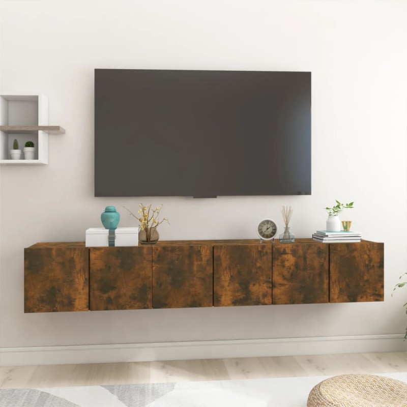 Mobili Porta TV Pensili 3 pz Rovere Fumo 60x30x30 cm Mobili Porta TV Pensili 3 pz Rovere Fumo 60x30x30 cm