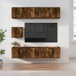 Set di Mobili Porta TV 7 pz Rovere Fumo in Legno Multistrato