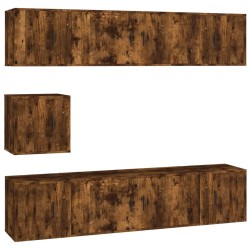 Set di Mobili Porta TV 7 pz Rovere Fumo in Legno Multistrato