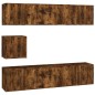 Set di Mobili Porta TV 7 pz Rovere Fumo in Legno Multistrato Set di Mobili Porta TV 7 pz Rovere Fumo in Legno Multistrato