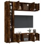 Set di Mobili Porta TV 7 pz Rovere Fumo in Legno Multistrato Set di Mobili Porta TV 7 pz Rovere Fumo in Legno Multistrato