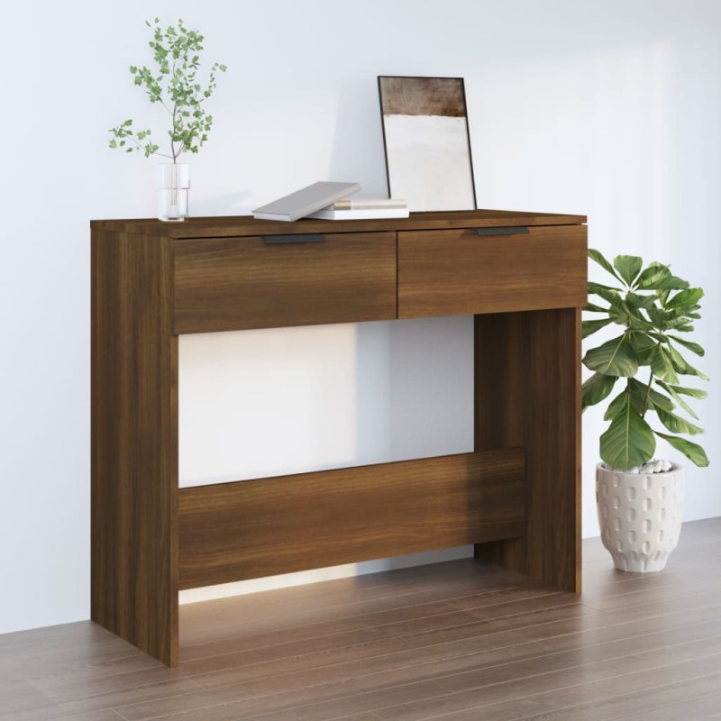 Tavolino Consolle Rovere Marrone 90x36x75 cm Legno Multistrato Tavolino Consolle Rovere Marrone 90x36x75 cm Legno Multistrato