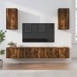 Set di Mobili Porta TV 6 pz Rovere Fumo in Legno Multistrato Set di Mobili Porta TV 6 pz Rovere Fumo in Legno Multistrato